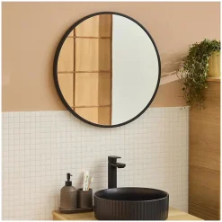 Mob-In Miroir en métal rond D60cm EMA Noir