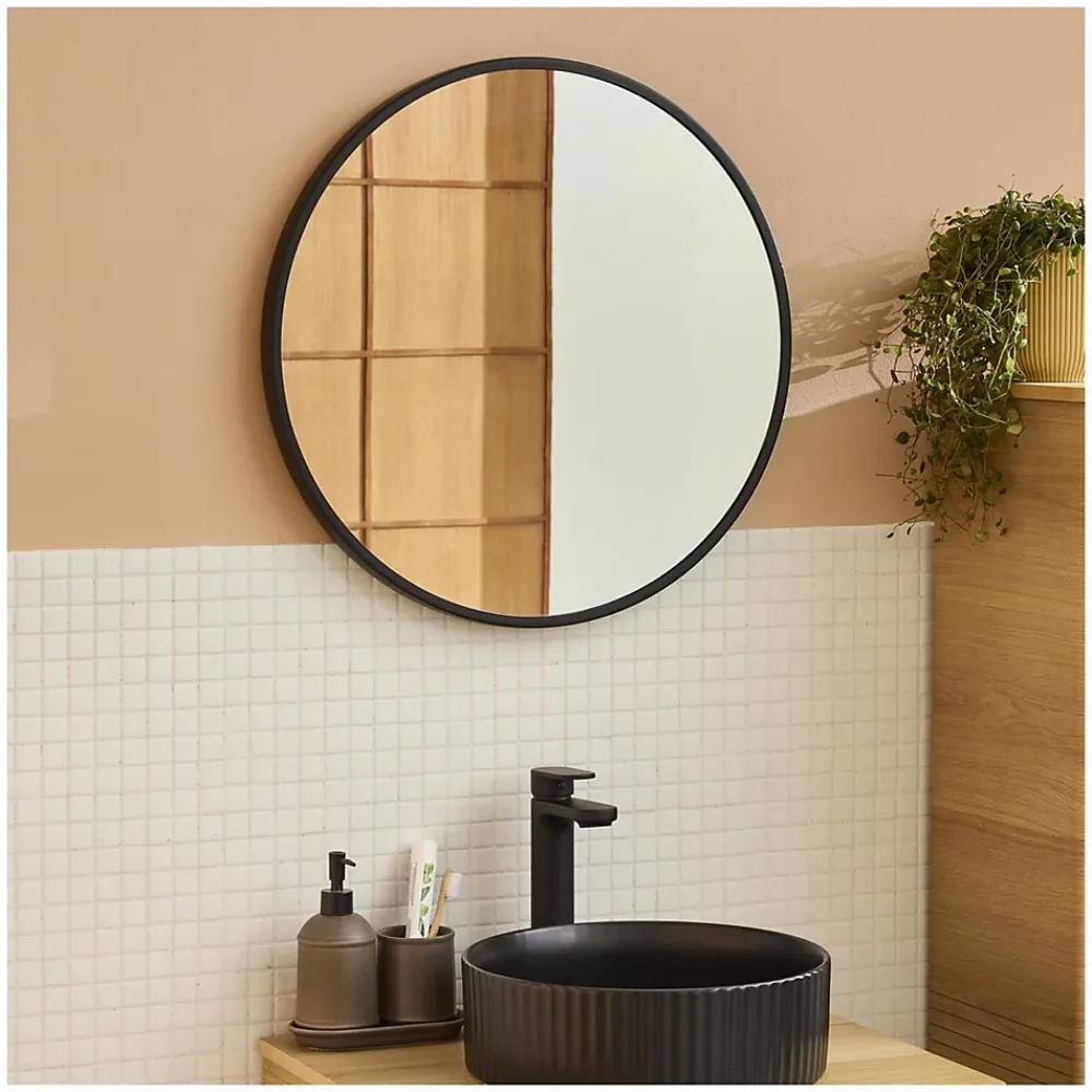 Mob-In Miroir en métal rond D60cm EMA Noir