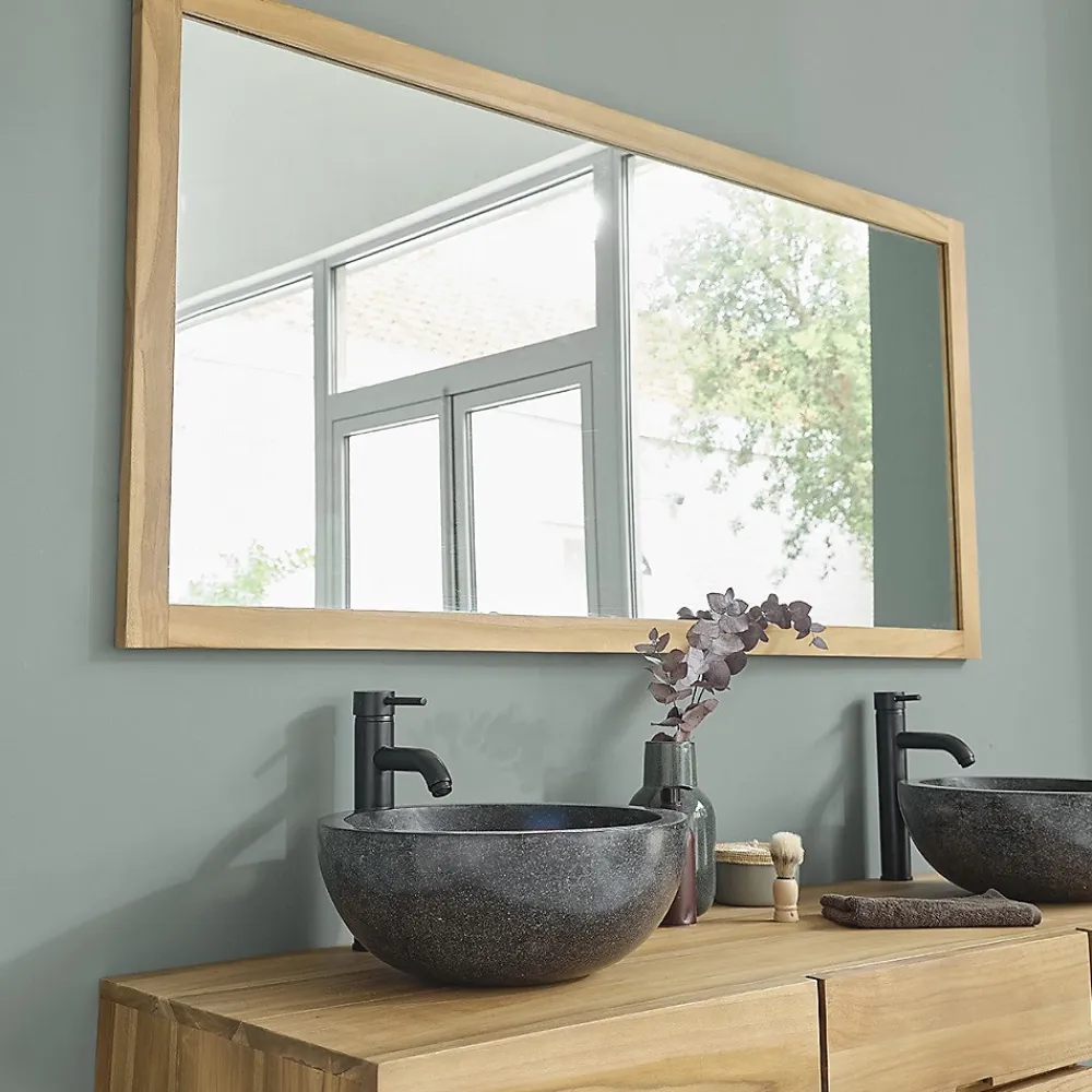 Miroir Simple|Berah Getah Miroir en teck massif rectangulaire 160 cm