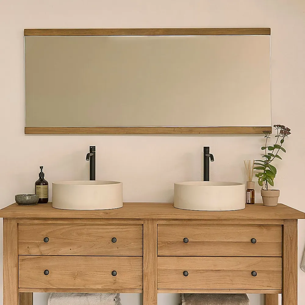Berah Getah Miroir en teck recyclé rectangulaire 140 cm