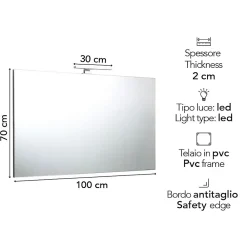 Kiamami Valentina Miroir Encastré Avec Lampe Chromée 100X70 Réversible