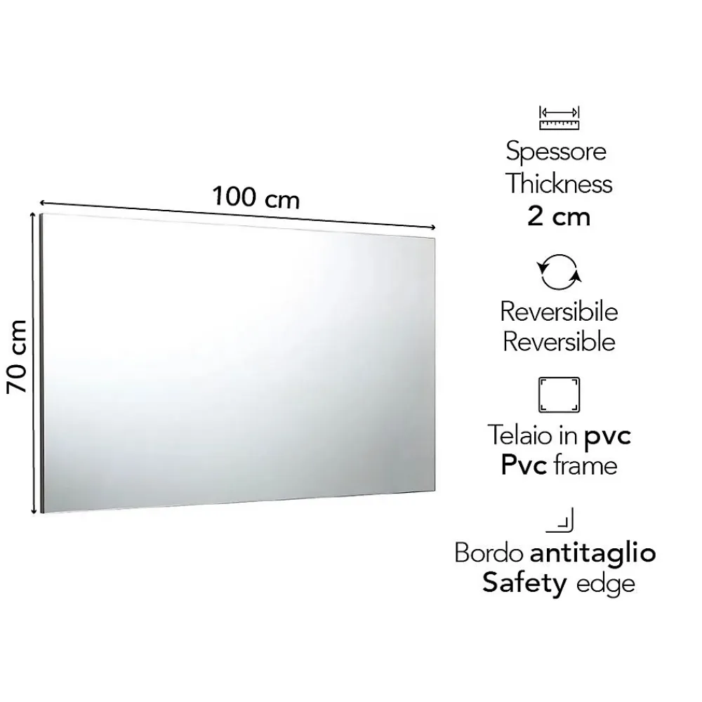 Kiamami Valentina Miroir Encastré Brillant Cm 100X70 Réversible