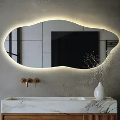 Miroir Lumineux|Tulup Miroir Forme Organique LED 45x100 cm Lumière Neutre Style Unique Pour Décoration Intérieure