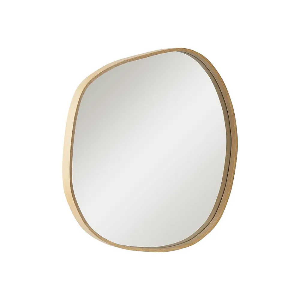 Miroir Simple|Mob-In Miroir galet chêne LEONIE 60x60cm
