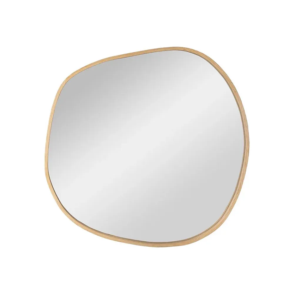 Miroir Simple|Mob-In Miroir galet chêne LEONIE 60x60cm
