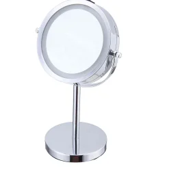 Miroir Grossissant Lumineux|Guy Levasseur Miroir grossissant en métal inox à LED 12x12x30cm
