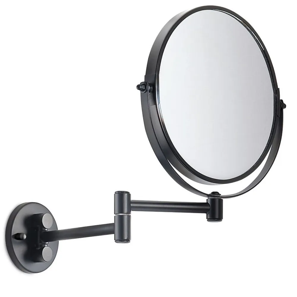 Miroir Grossissant|Kiamami Valentina Miroir Grossissant Pour Montage Mural, Réglable, Laiton Noir Mat
