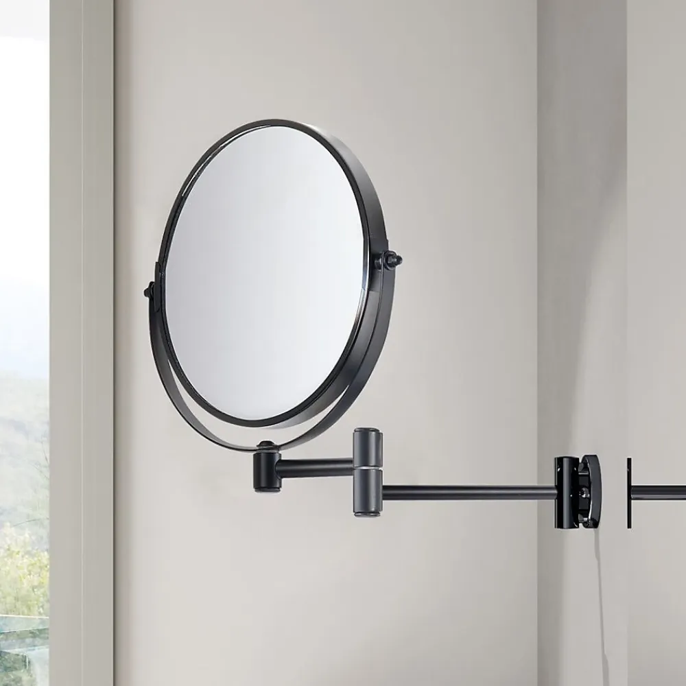 Miroir Grossissant|Kiamami Valentina Miroir Grossissant Pour Montage Mural, Réglable, Laiton Noir Mat