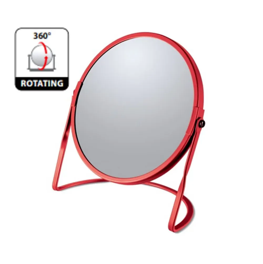 Spirella Miroir grossissant sur pied Acier AKIRA Rouge mat