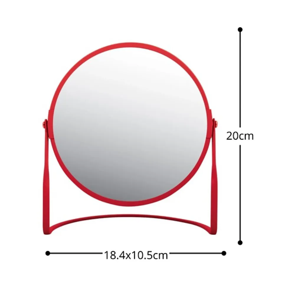 Spirella Miroir grossissant sur pied Acier AKIRA Rouge mat