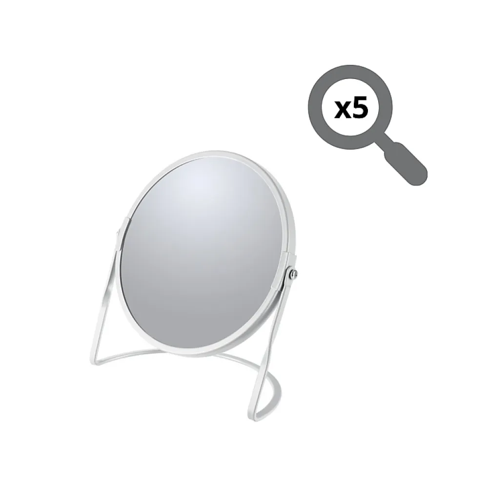 Spirella Miroir grossissant sur pied Acier AKIRA Blanc mat