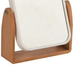 Miroir Grossissant|MSV Miroir grossissant x 1 et x 2, Rectangulaire, pose libre, blanc et bois, L.16,3 x l.5,5 x H.10,5 cm, Oslo