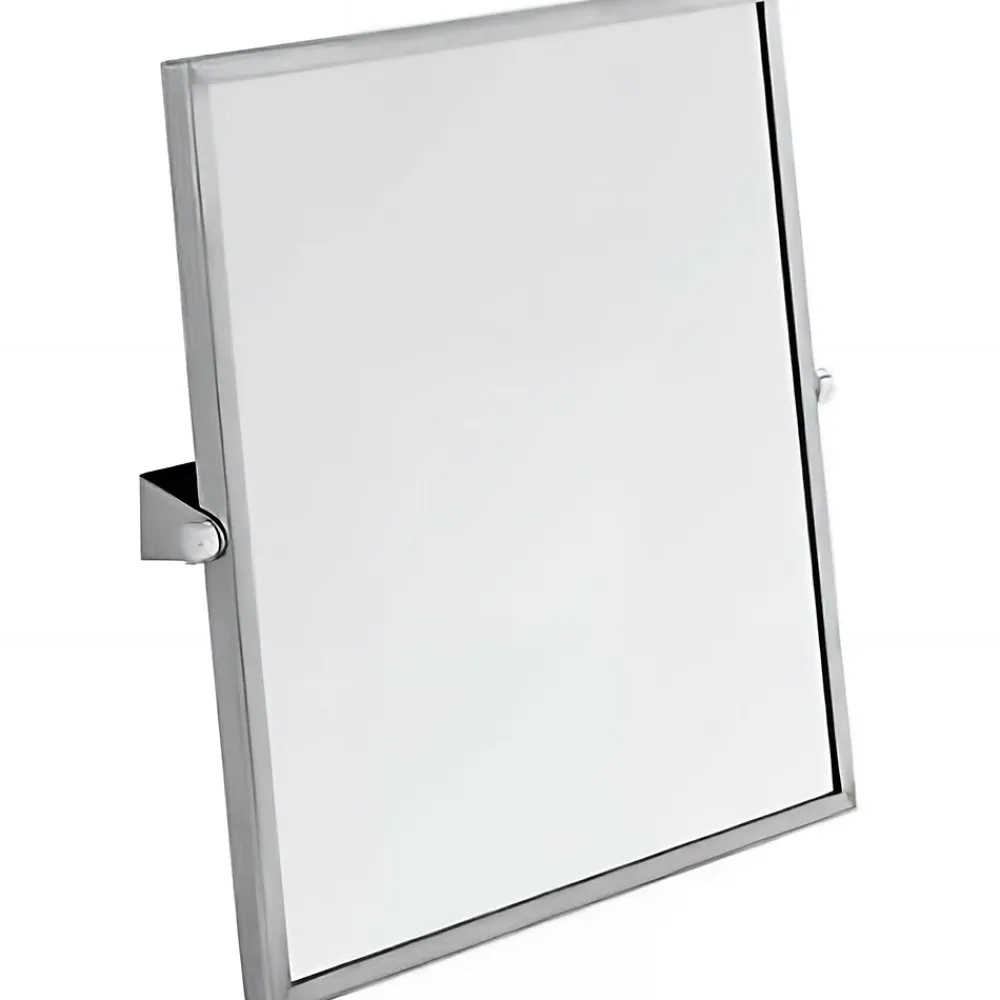 Miroir Simple|Sanindusa Miroir inclinable de salle de bain PMR normes handicapé inclinaison réglable NewWCCare 60x65 cadre inox brossé