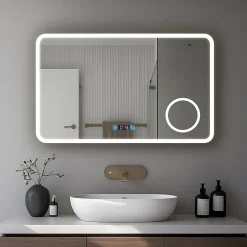 Saniland Miroir LED antibuée 120x70 avec zone grossissante X3 température de couleur réglable