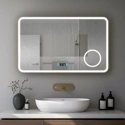 Saniland Miroir LED antibuée 120x70 avec zone grossissante X3 température de couleur réglable