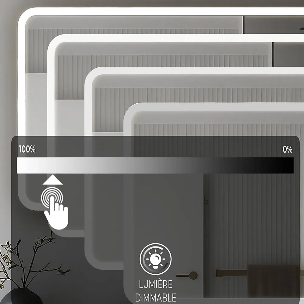 Miroir Grossissant Lumineux|Saniland Miroir LED antibuée 100x60 avec zone grossissante X3 température de couleur réglable