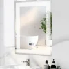Miroir Lumineux|Giantex Miroir LED Mural de Salle de Bain Eclairage LED 3 Couleurs Memoire Antibuee Lecture Heure Temperature Rectangulaire-Motif