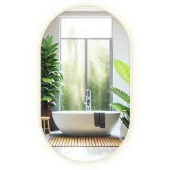 Miroir Lumineux|Tulup Miroir LED ovale 40x70 cm lumiere chaude salle de bain