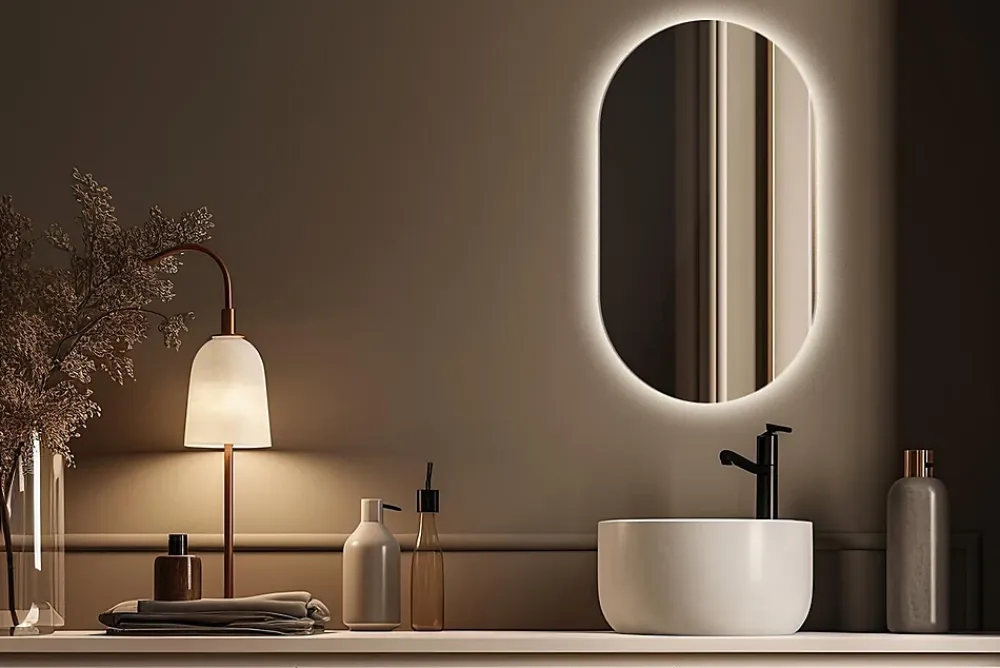 Miroir Lumineux|Tulup Miroir LED ovale 40x70 cm lumiere chaude salle de bain