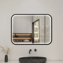 Miroir Lumineux|AICA Sanitaire Miroir LED pour Salle de Bain 90x70 cm - Anti-Buée, Lumière tricolore et Dimmable