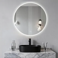 Saniland Miroir LED rond pour salle de bain de diamètre 60cm avec éclairage LED lumière froide