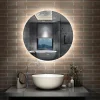 AICA Sanitaire Miroir LED rond sans cadre de 90cm, dimmable + mémoire + antibuée, IP44, horizontal/vertical, 6000k blanc froid,