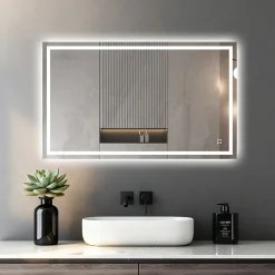 Miroir Lumineux|Mon Beau bain Miroir LED Réversible pour Salle de Bain 80x110 cm - Anti-Buée avec Interrupteur Tactile