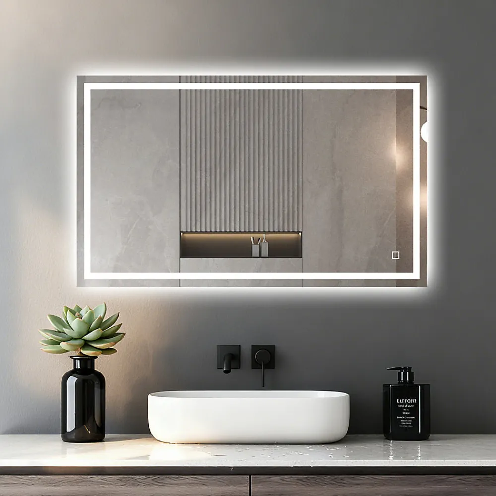 Mon Beau bain Miroir LED Réversible pour Salle de Bain 80x100 cm - Anti-Buée avec Interrupteur Tactile