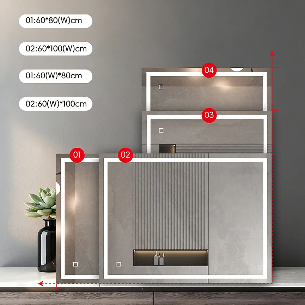 Mon Beau bain Miroir LED Réversible pour Salle de Bain 80x100 cm - Anti-Buée avec Interrupteur Tactile