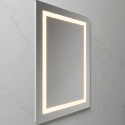Saniverre Miroir LED salle de bain OBLONG 60 x 80 cm réversible, anti-buée + éclairage et intensité réglables -