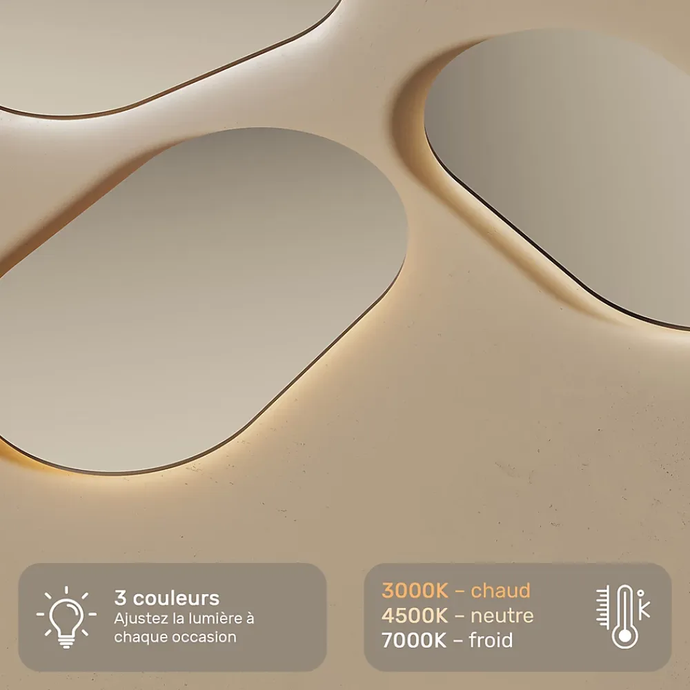Artforma Miroir LED Salle de Bain - - Ovale - 100x70cm - LED Dual + interrupteur tactile + anti-buée