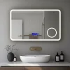 Mon Beau bain Miroir LED spécial maquillage 100x60 avec zone grossissante X3 et horloge digitale pour salle de bain