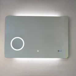Miroir Grossissant Lumineux|Kiamami Valentina Miroir Led 100X70 Avec Allumage Tactile Et Horloge Digitale Intégrée