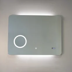 Miroir Grossissant Lumineux|Kiamami Valentina Miroir Led 80X60 Avec Horloge Numérique Et Lentille De Grossissement
