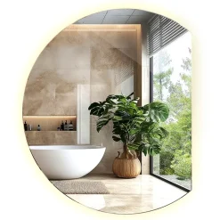 Tulup Miroir LED 70x80 cm style épuré lumière chaude 1 pc