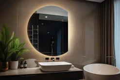 Tulup Miroir LED 70x80 cm style épuré lumière chaude 1 pc