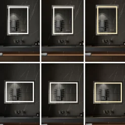 Miroir Lumineux|Saniverre Miroir lumineux CIMEO 60 x 80 cm (ou 80x60) LED 2100 lms, antibuée + intensité & couleur réglables salle de bain -