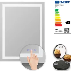 Miroir Lumineux|Saniverre Miroir lumineux CIMEO 60 x 80 cm (ou 80x60) LED 2100 lms, antibuée + intensité & couleur réglables salle de bain -