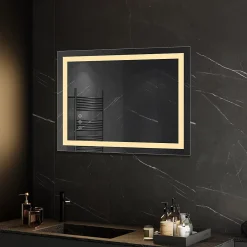 Saniverre Miroir lumineux CIMEO 70 x 90 cm (ou 90x70) LED 2100 lms, antibuée + intensité & couleur réglables salle de bain -