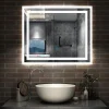Miroir Lumineux|AICA Sanitaire Miroir lumineux dimmable, 80x60cm, avec mémoire, salle de bain anti-buée, 6000k blanc froid, IP44,