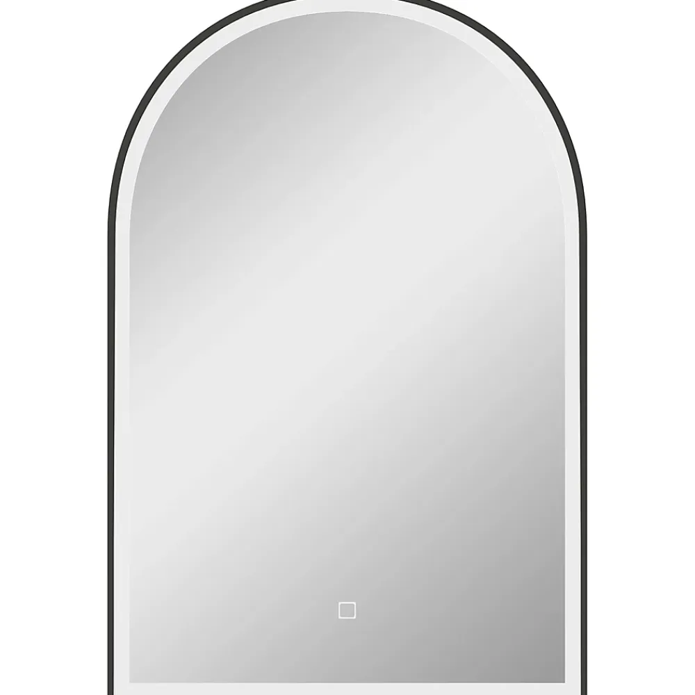 Miroir Lumineux|Homcom Miroir lumineux LED arqué de salle de bain 90 x 60 cm - tactile, réglable, anti-buée - alu noir