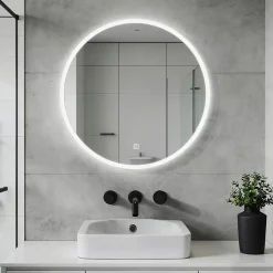 Mon Beau bain Miroir lumineux salle de bains rond 80x80 cm - Anti-Buée , Mémoire, LED,Miroir salle de bains