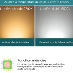Saniland Miroir lumineux 160x800 pour salle de bain avec zone grossissante et hauts parleurs Bluetooth