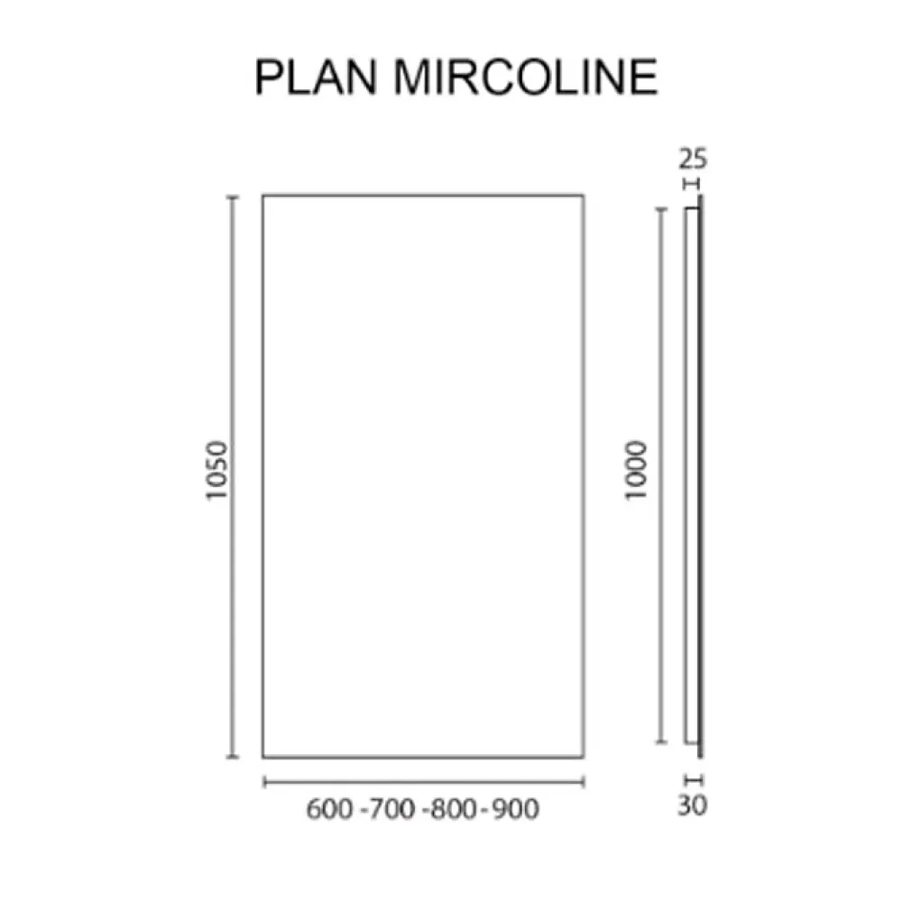 Créazur France Miroir MIRCOLINE - 80x105cm - Sans applique