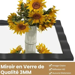 Miroir Grossissant|Giantex Miroir Mural 106 x 71,5 cm,Cadre en Bois d'Hévéa, Miroir de Courtoisie à Suspension, pour Salle de Bain, Salon, Entrée, Noir