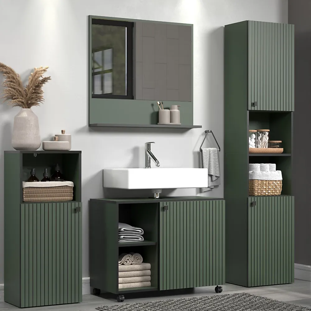 Etagère Salle De Bains|Calicosy Miroir mural avec 1 tablette L80 cm - PUREBLISS