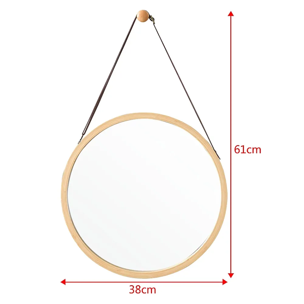 Helloshop26 Miroir mural avec cadre en bambou marron