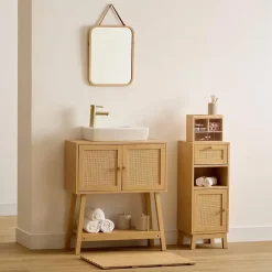 Miroir Simple|5Five Miroir mural avec lanière en cuir 45x35cm - Marron-