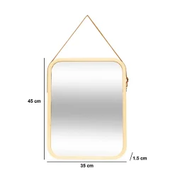 Miroir Simple|5Five Miroir mural avec lanière en cuir 45x35cm - Marron-
