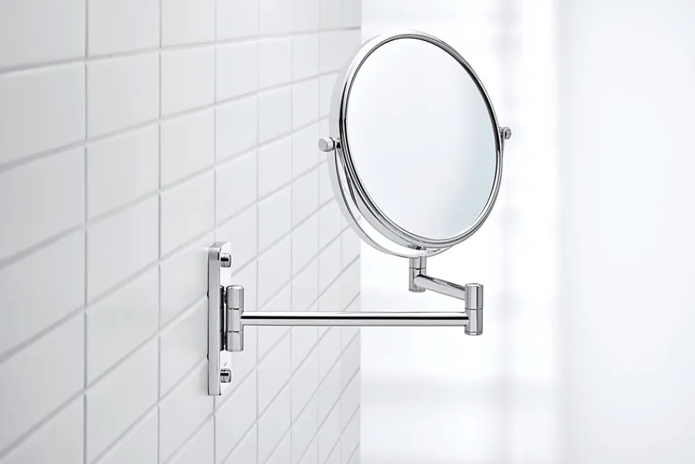 Miroir Simple|Duravit Miroir mural cosmétique sur bras mobile et orientable en laiton chromé - 20cm - support 31cm - D-Code